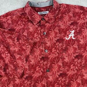 Tommy Bahama Alabama Crimson Tide Shirt Mens XLT Red 100% Silk Floral Hawaiian